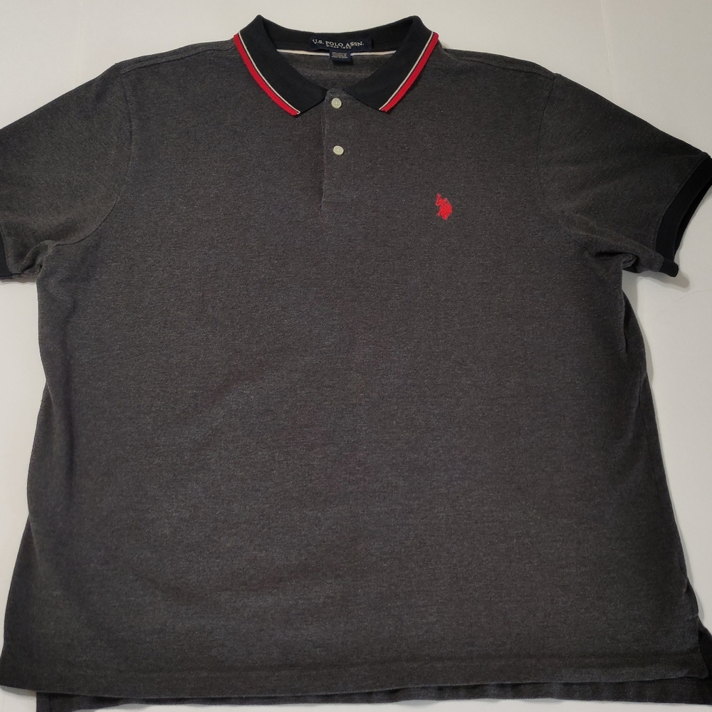 US POLO ASSN Men's XL Grey Short Sleeve POLO Shirt